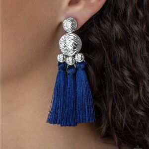 Tak Mahal Blue Tassel Earrings paparazzi
